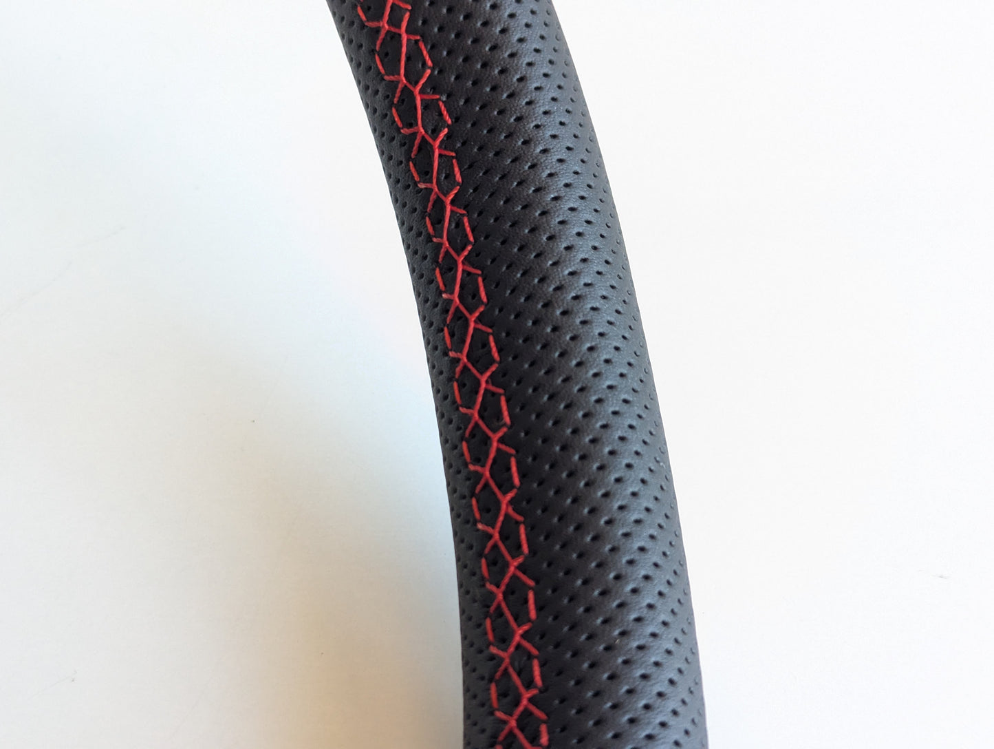 Steering Wheel For Mitsubishi Eclipse Lancer Evo Galant Pajero -  Deep Dish, Red Stitching, Black Spokes with Holes, Sport Vision, 350 mm