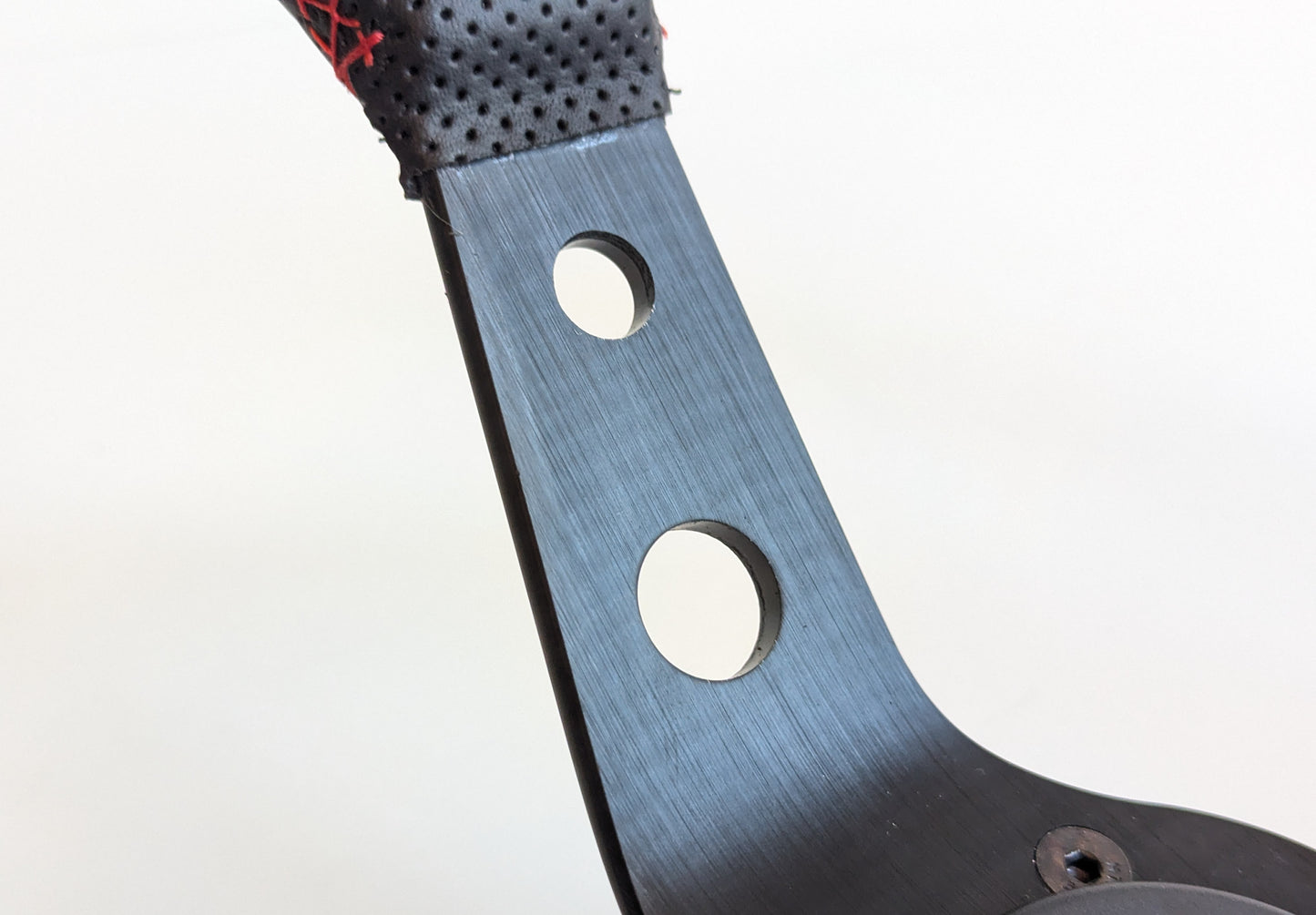 Steering Wheel For Mitsubishi Eclipse Lancer Evo Galant Pajero -  Deep Dish, Red Stitching, Black Spokes with Holes, Sport Vision, 350 mm