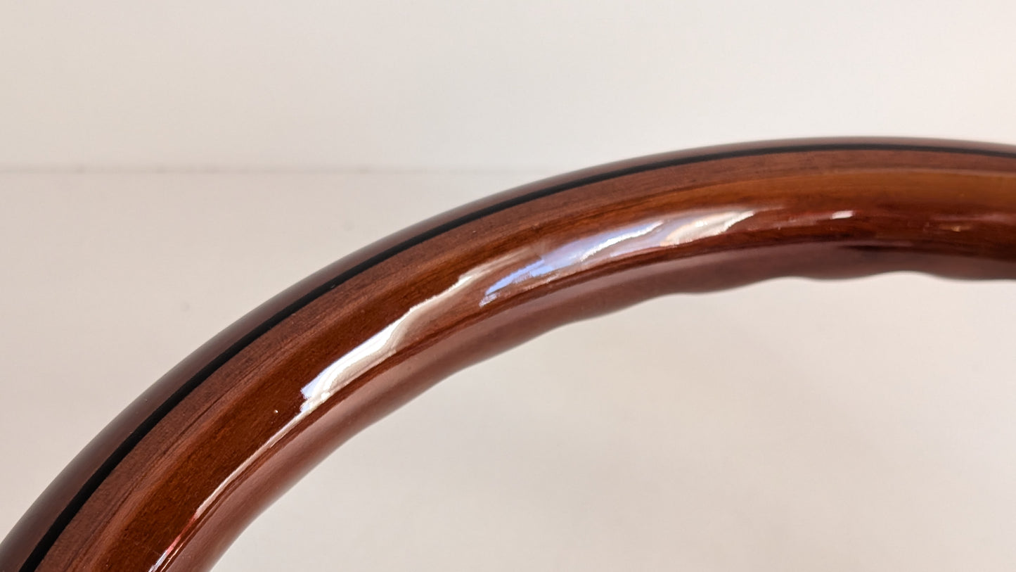 Steering Wheel For Fiat 124, 125, 128 & 850 Berlina / Special (Since 1965) - Solid Wood, Black Trim, Vintage, Black Spokes, 350 mm