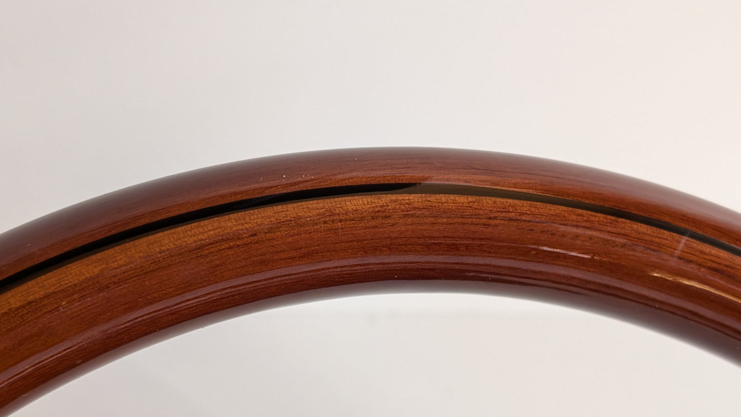 Steering Wheel For Fiat 124, 125, 128 & 850 Berlina / Special (Since 1965) - Solid Wood, Black Trim, Vintage, Black Spokes, 350 mm