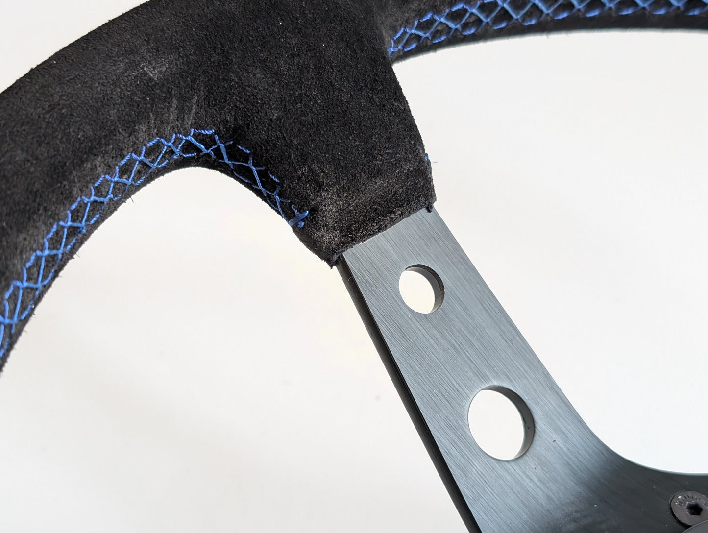 Steering Wheel For VW Golf Mk5 Passat B6 Caddy EOS (2003-2010) - Blue Alcantara, Suede, Deep Dish, 350 mm