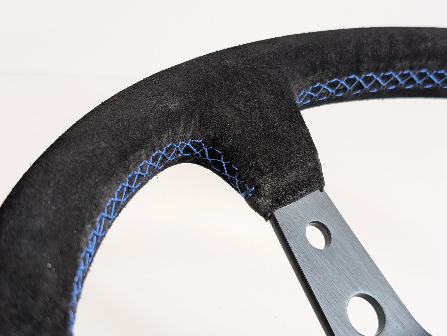 Steering Wheel For VW Golf Mk5 Passat B6 Caddy EOS (2003-2010) - Blue Alcantara, Suede, Deep Dish, 350 mm