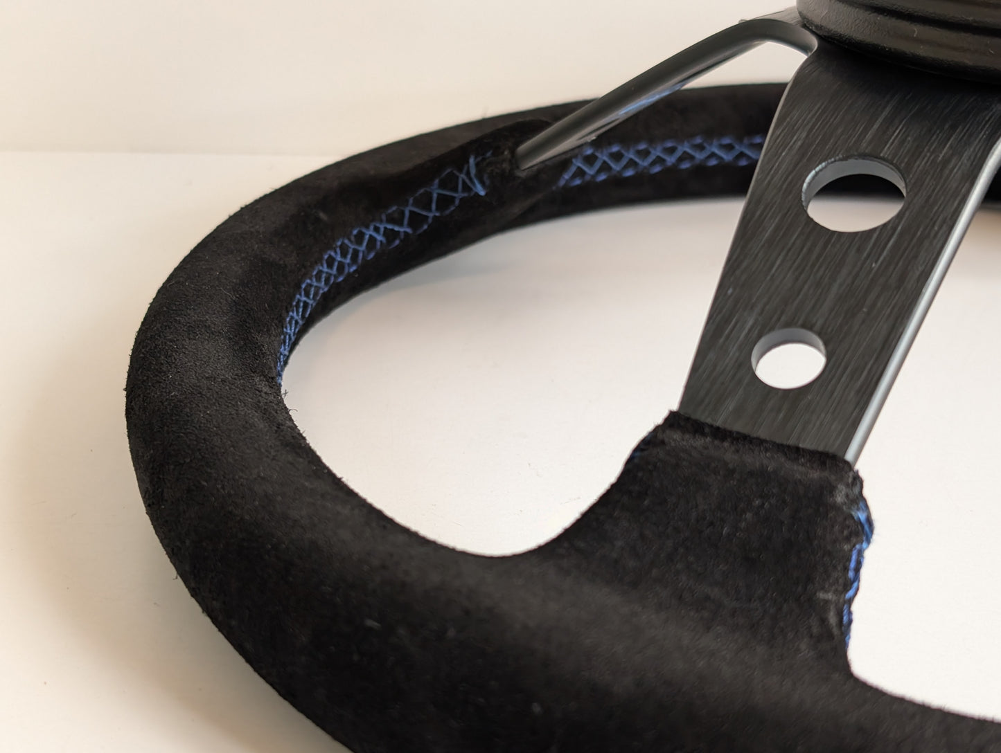 Steering Wheel For VW Golf Mk5 Passat B6 Caddy EOS (2003-2010) - Blue Alcantara, Suede, Deep Dish, 350 mm