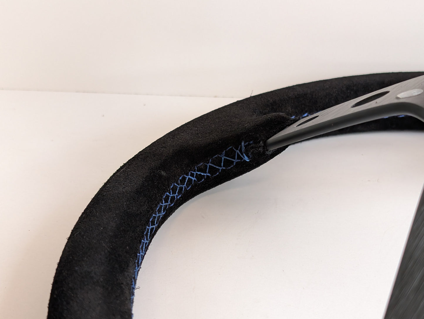 Steering Wheel For VW Golf Jetta Mk1 Mk2 Scirocco Passat -  Blue Alcantara, Suede, Deep Dish, 350 mm