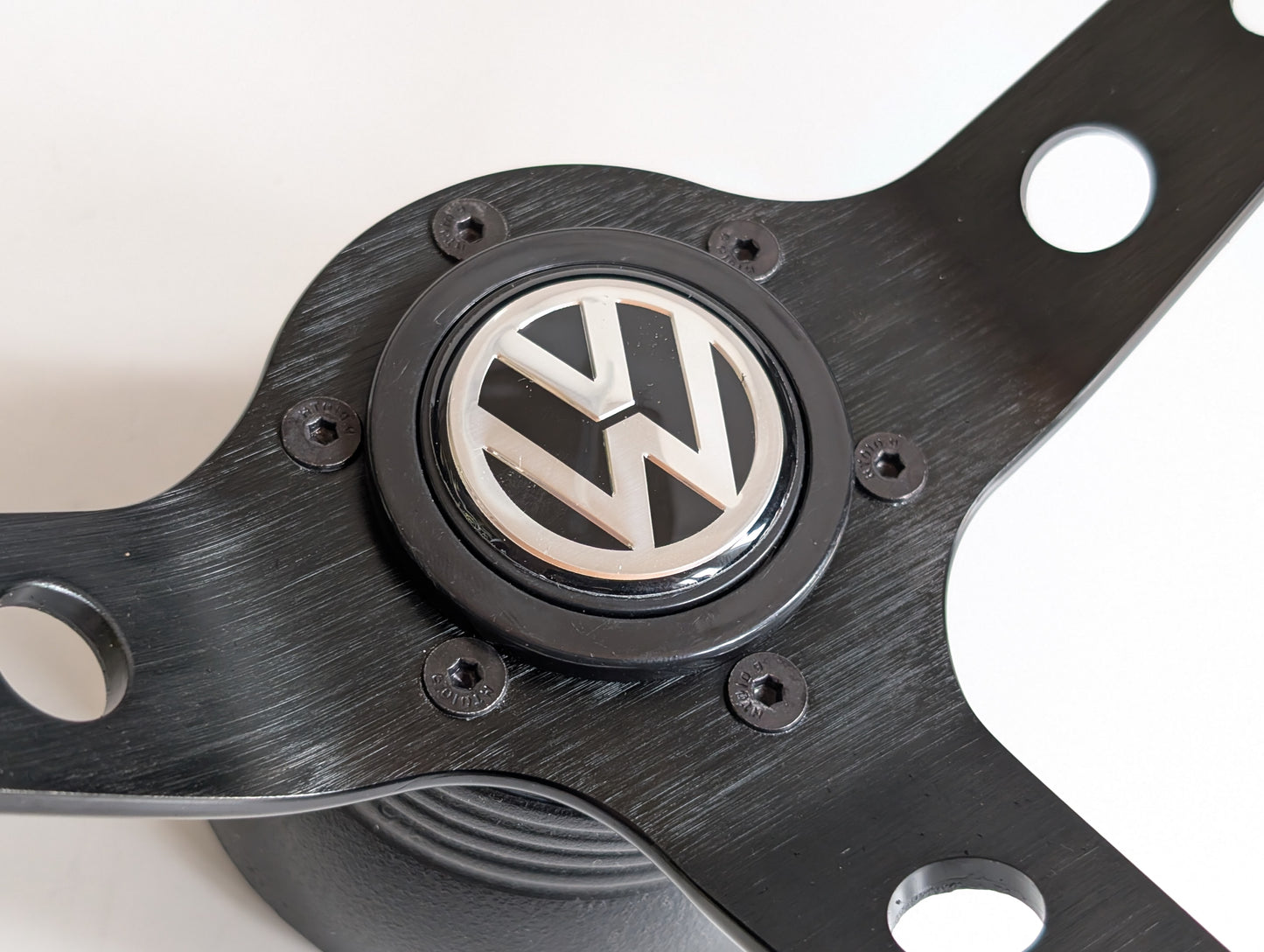 Steering Wheel For VW Golf Mk5 Passat B6 Caddy EOS (2003-2010) - Black Alcantara, Suede, Deep Dish, 350 mm