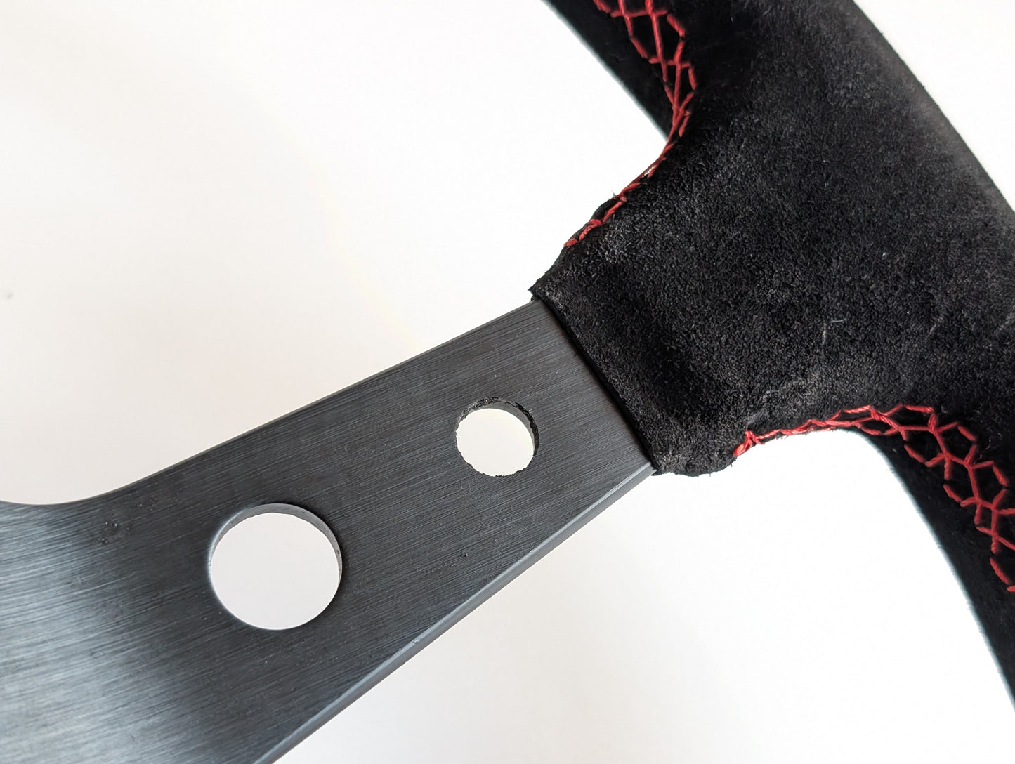 Steering Wheel For Honda Prelude CRX Del Sol Civic Accord (1993-2000) - Red Alcantara Leather, Suede, Deep Dish, 350 mm