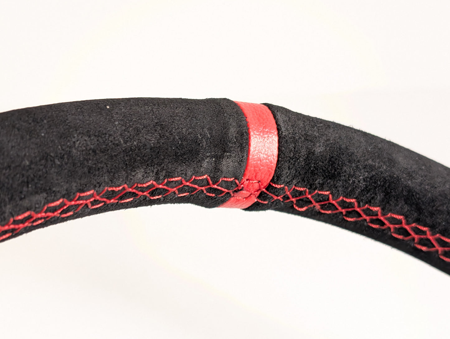 Steering Wheel For Honda Prelude CRX Del Sol Civic Accord (1993-2000) - Red Alcantara Leather, Suede, Deep Dish, 350 mm