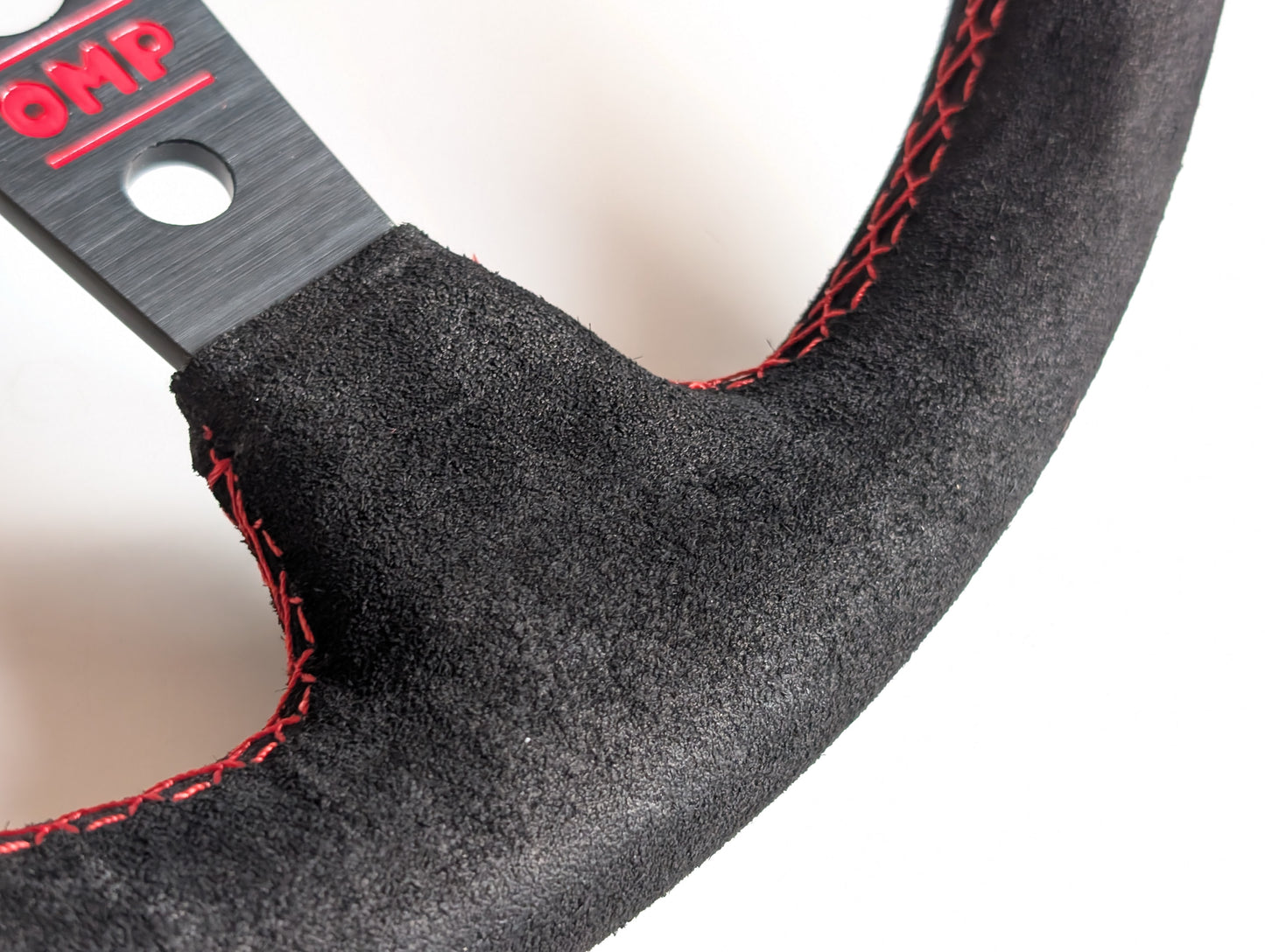 Steering Wheel For Honda Prelude CRX Del Sol Civic Accord (1993-2000) - Red Alcantara Leather, Suede, Deep Dish, 350 mm