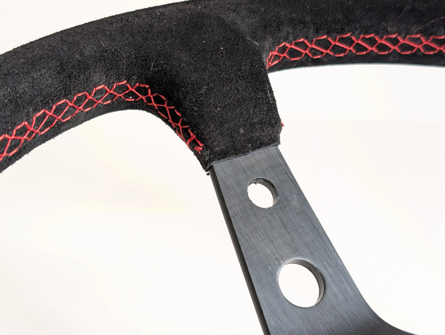 Steering Wheel For Honda Prelude CRX Del Sol Civic Accord (1993-2000) - Red Alcantara Leather, Suede, Deep Dish, 350 mm