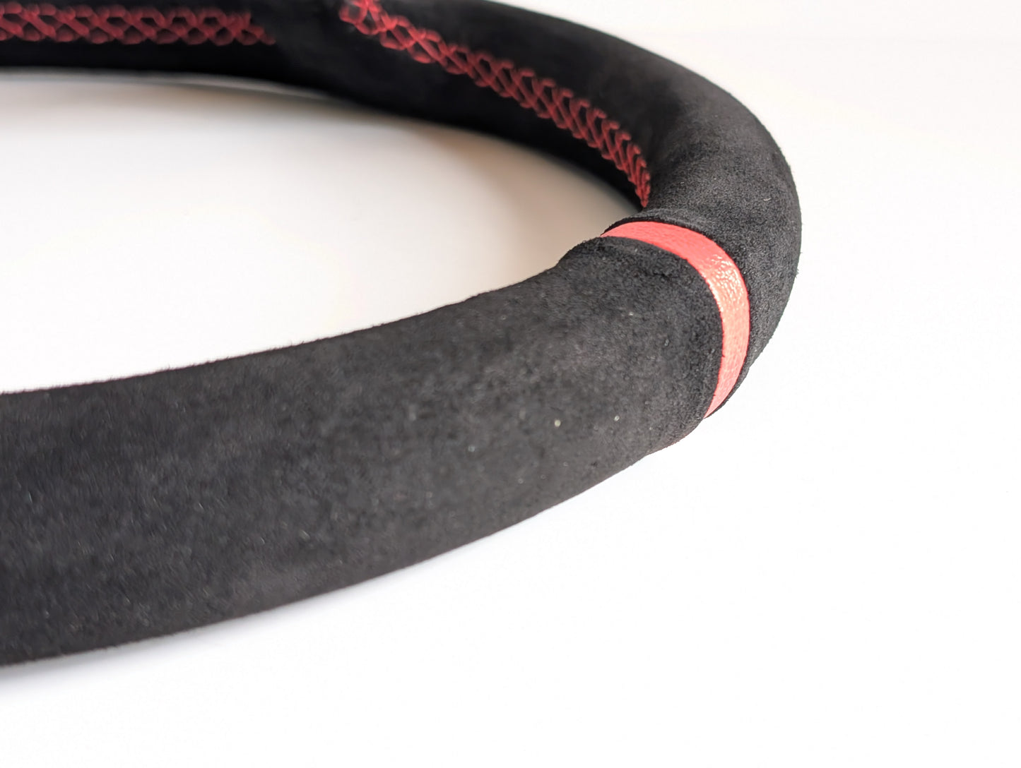 Steering Wheel For Honda Prelude CRX Del Sol Civic Accord (1993-2000) - Red Alcantara Leather, Suede, Deep Dish, 350 mm