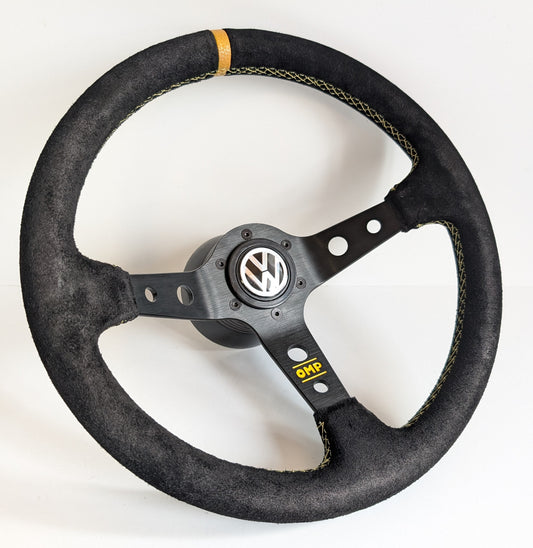 Steering Wheel For VW Golf Jetta Mk4 Passat - Yellow Alcantara, Suede, Deep Dish, 350 mm