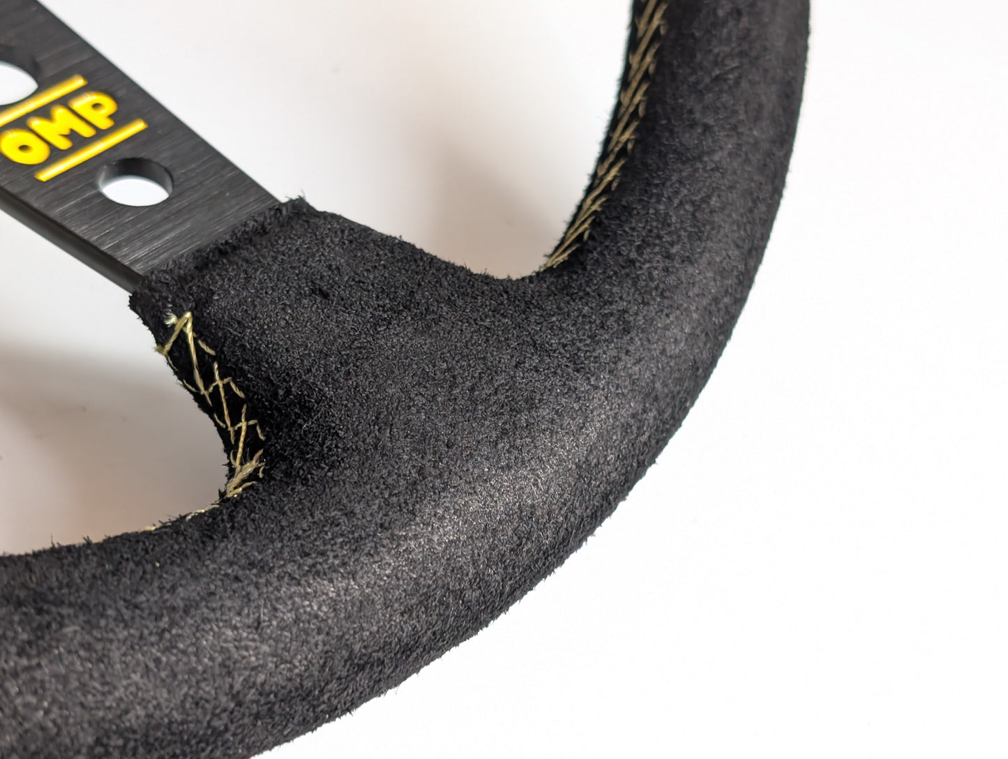 Steering Wheel For VW Golf Mk5 Passat B6 Caddy EOS (2003-2010) - Yellow Alcantara, Suede, Deep Dish, 350 mm