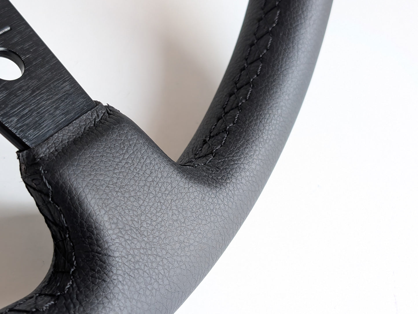 Steering Wheel For VW T4 Bus Multyvan Caravelle - Deep Dish, Black Stitching, Black Spokes with Holes, Sport Vision, 350 mm