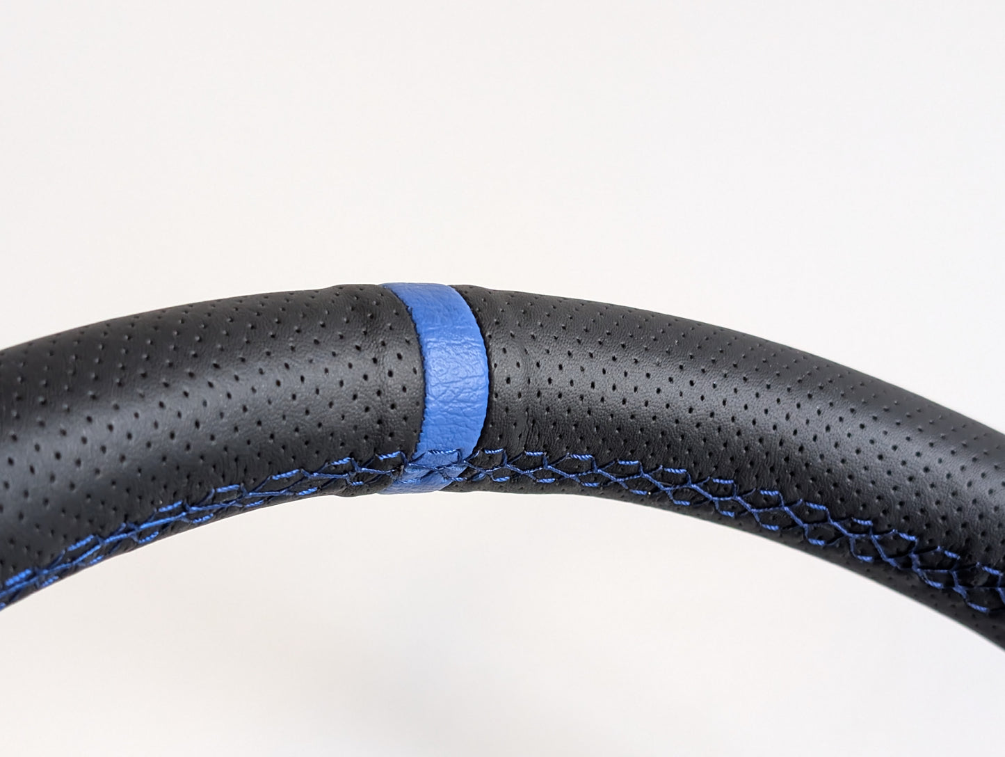 Steering Wheel For VW Mk1 Mk2 Golf Jetta Scirocco - Deep Dish, Blue Stitching, Black Spokes with Holes, Sport Vision, 350 mm