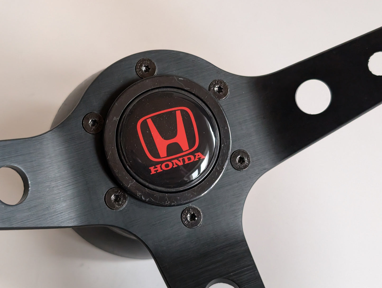 Steering Wheel For Honda Prelude CRX Del Sol Civic Accord (1993-2000) - Red Alcantara Leather, Suede, Deep Dish, 350 mm