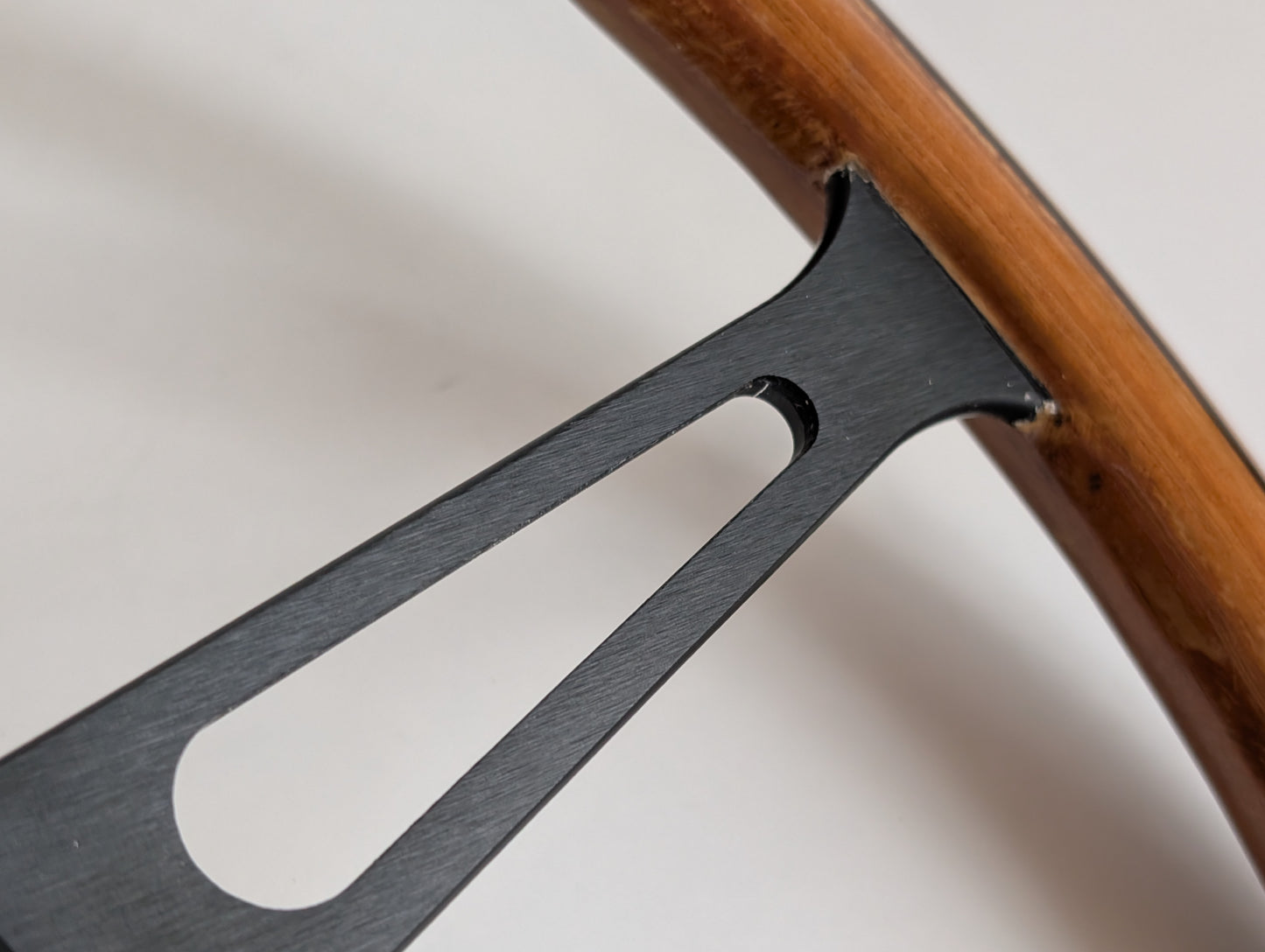 Steering Wheel For BMW - E24 E28 E30 E32 E34 (1986-1992) - Wooden Rim, Black Trim, Black Spokes, Vintage Style, 380mm