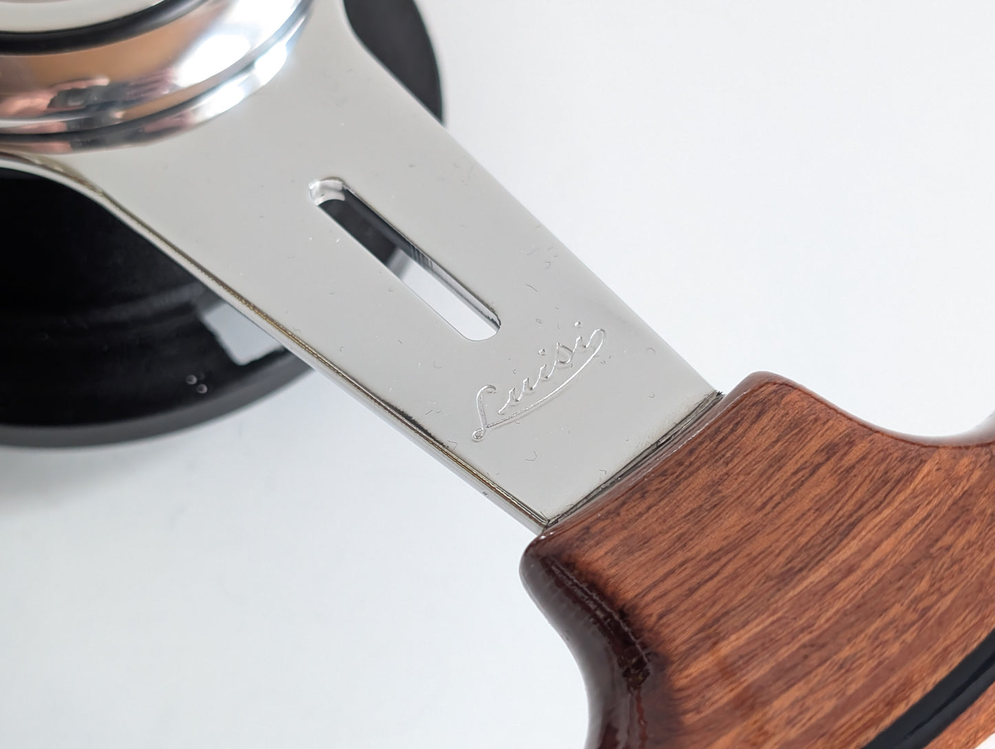 Steering Wheel For Mercedes Benz W114 W115 R107 (1972-1977) - 365mm, OEM By Luisi, Made in Italy, Solid Wood with Black Trim, Chrome Spokes, Premium Quality