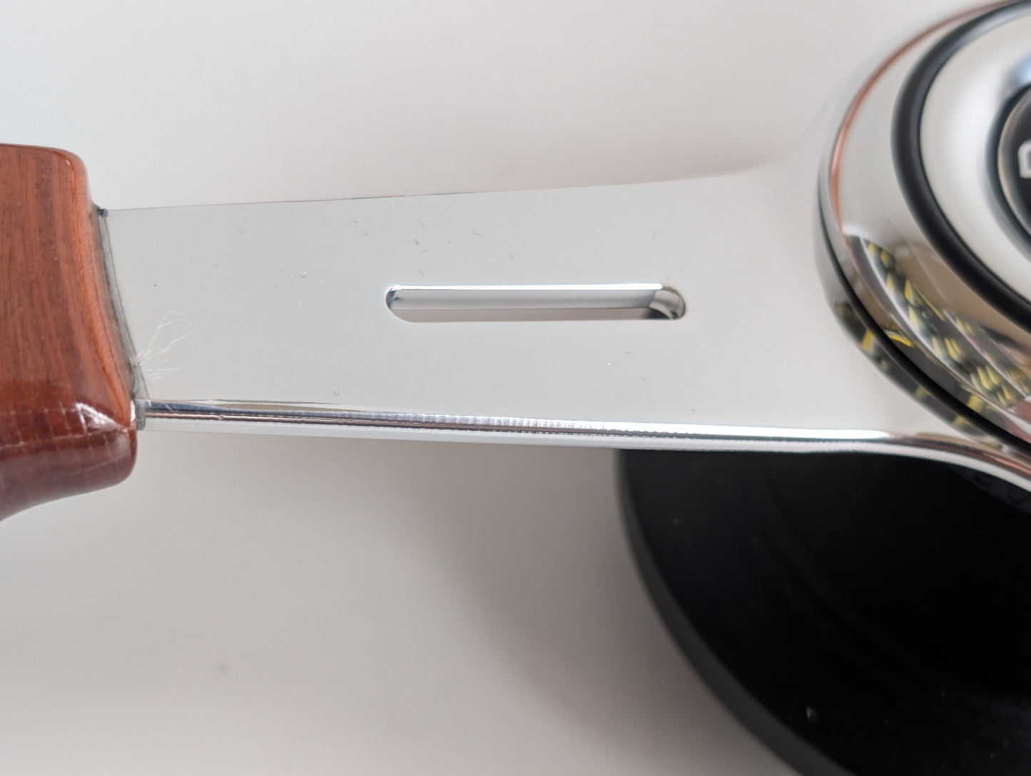 Steering Wheel For Mercedes Benz W114 W115 R107 (1972-1977) - 365mm, OEM By Luisi, Made in Italy, Solid Wood with Black Trim, Chrome Spokes, Premium Quality