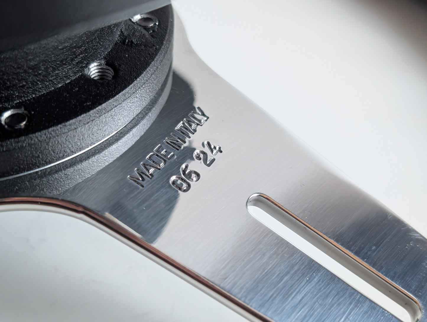 Steering Wheel For Mercedes Benz W114 W115 R107 (1972-1977) - 365mm, OEM By Luisi, Made in Italy, Solid Wood with Black Trim, Chrome Spokes, Premium Quality