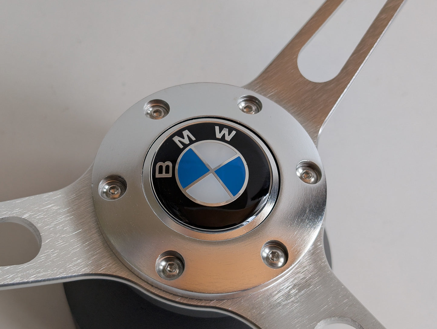 Steering Wheel For BMW E3 E9 E12 E21 E23 E24 E28 (1976-1985) - Wooden Rim with Black Trim, Silver Spokes, Classic, 380mm