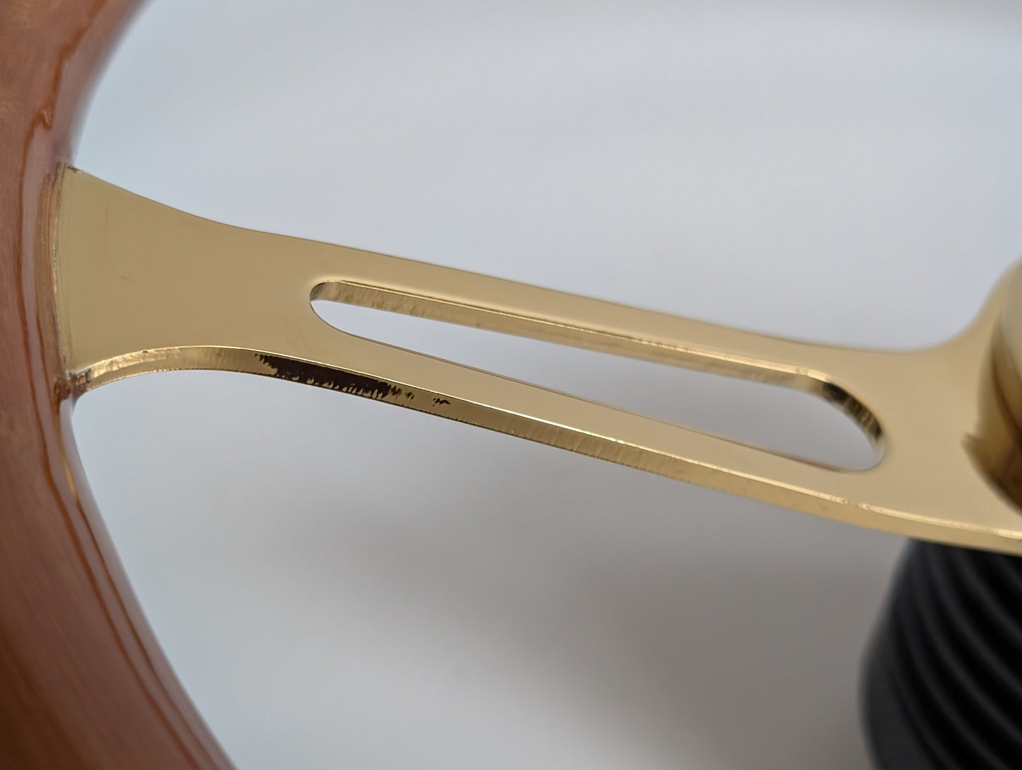 Steering Wheel For BMW E24 E28 E30 E32 E34 (1986-1992) - Solid Wood, Vintage Gold Spokes, Classic Style, 380 mm