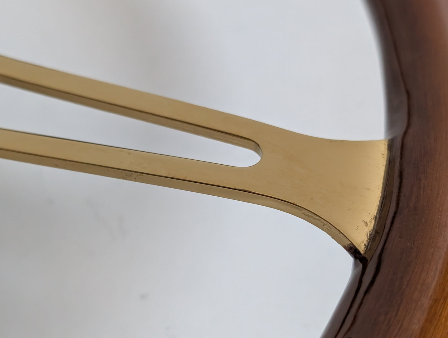 Steering Wheel For BMW E24 E28 E30 E32 E34 (1986-1992) - Solid Wood, Vintage Gold Spokes, Classic Style, 380 mm