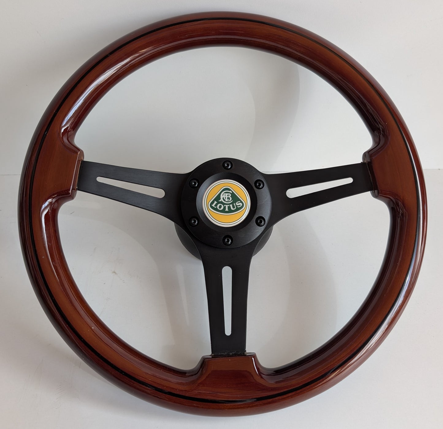 Steering Wheel For Lotus Elan & Esprit (1988–1996) - 380mm Wooden Rim, Black Finish & Chrome Spokes