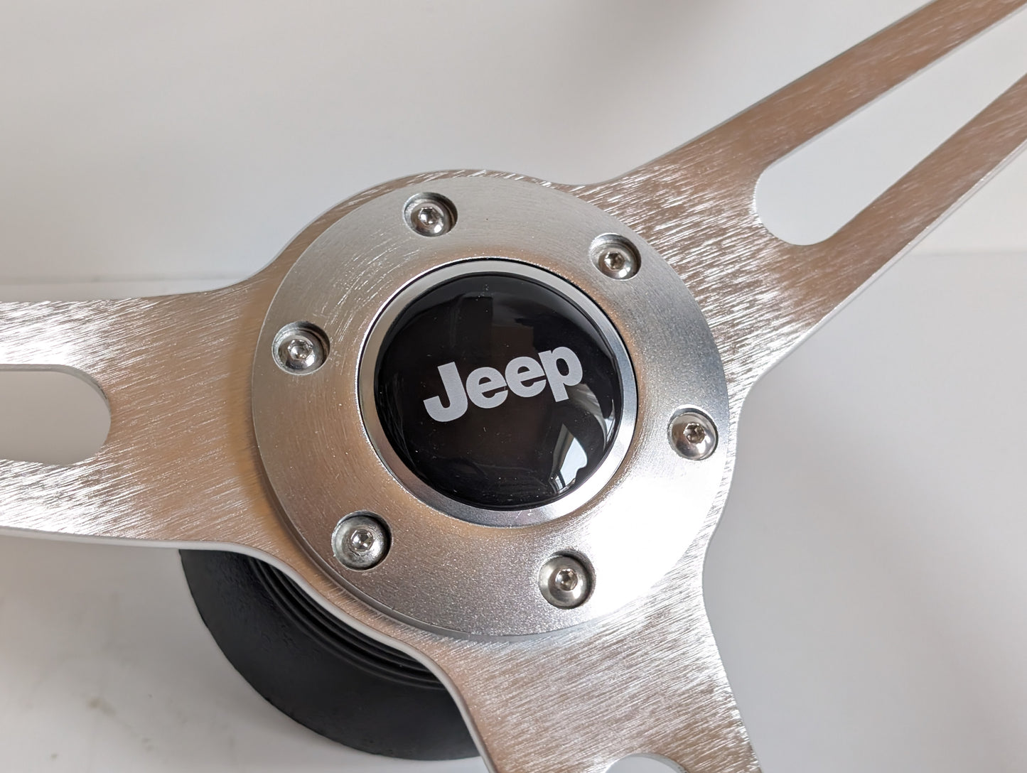 Steering Wheel For Jeep Cherokee Wagoneer Renegade CJ 3 5 6 7 Golden Eagle Laredo Pick up - Light Wood Rim, Classic, Vintage Vision, Silver Spokes, 380 mm