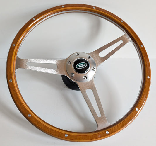 Steering Wheel Land Rover / Range Rover (1990-1995) Light Wood Rim, Classic, Vintage Vision, Silver Spokes, 380 mm