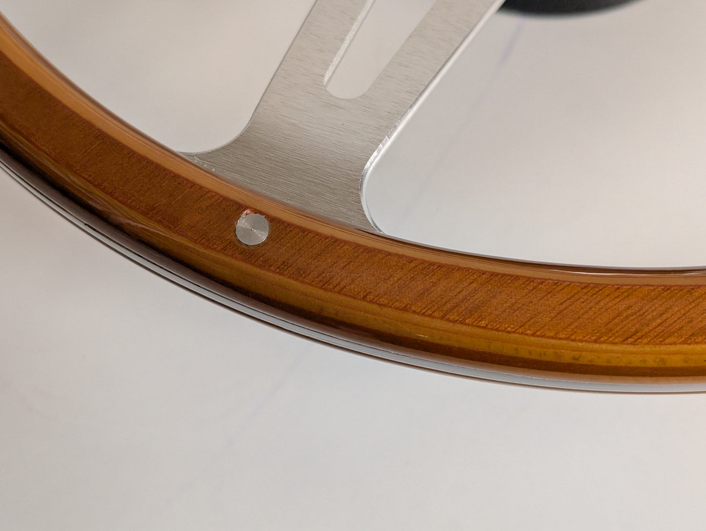 Steering Wheel For VW Bus T4 Transporter Caravelle Multyvan (1995-2000) - Light Wood Rim, Classic, Vintage Vision, Silver Spokes, 380 mm