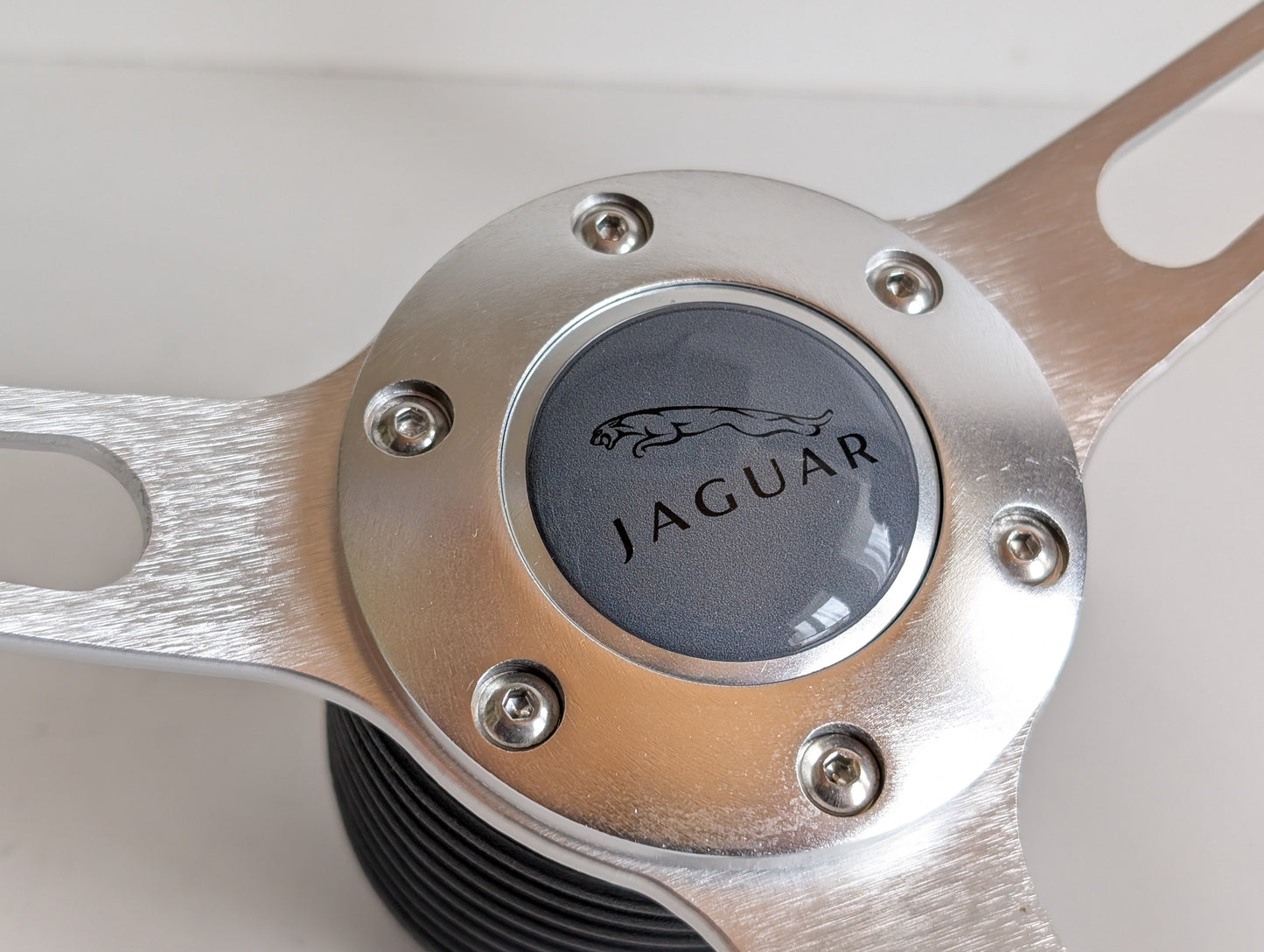 Steering Wheel For Jaguar E type XJ (1961-1975) - Wooden Rim, Silver Spokes, Classic, Wood 380mm