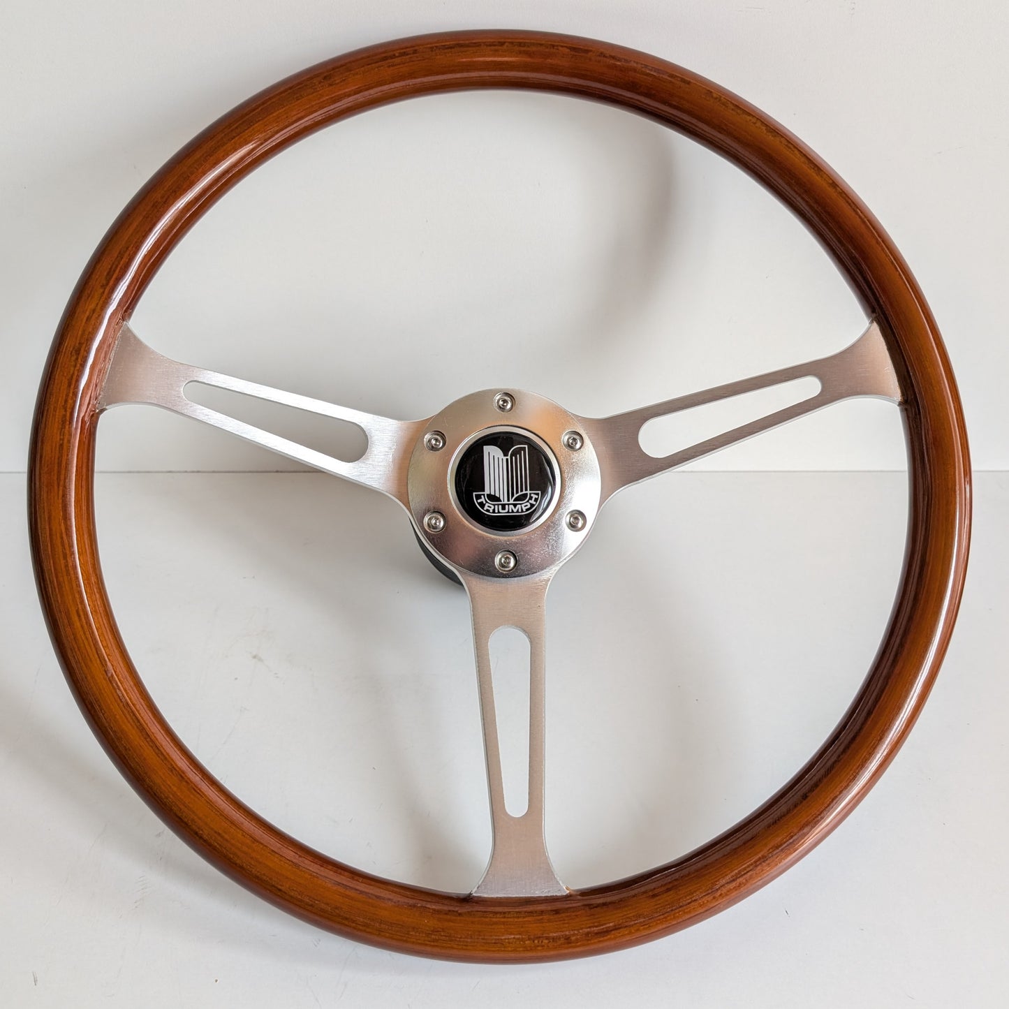 Steering Wheel For TRIUMPH 2500 P.I. PI Dolomite Stag - Wooden Rim, Silver Spokes, Classic, Wood 380mm