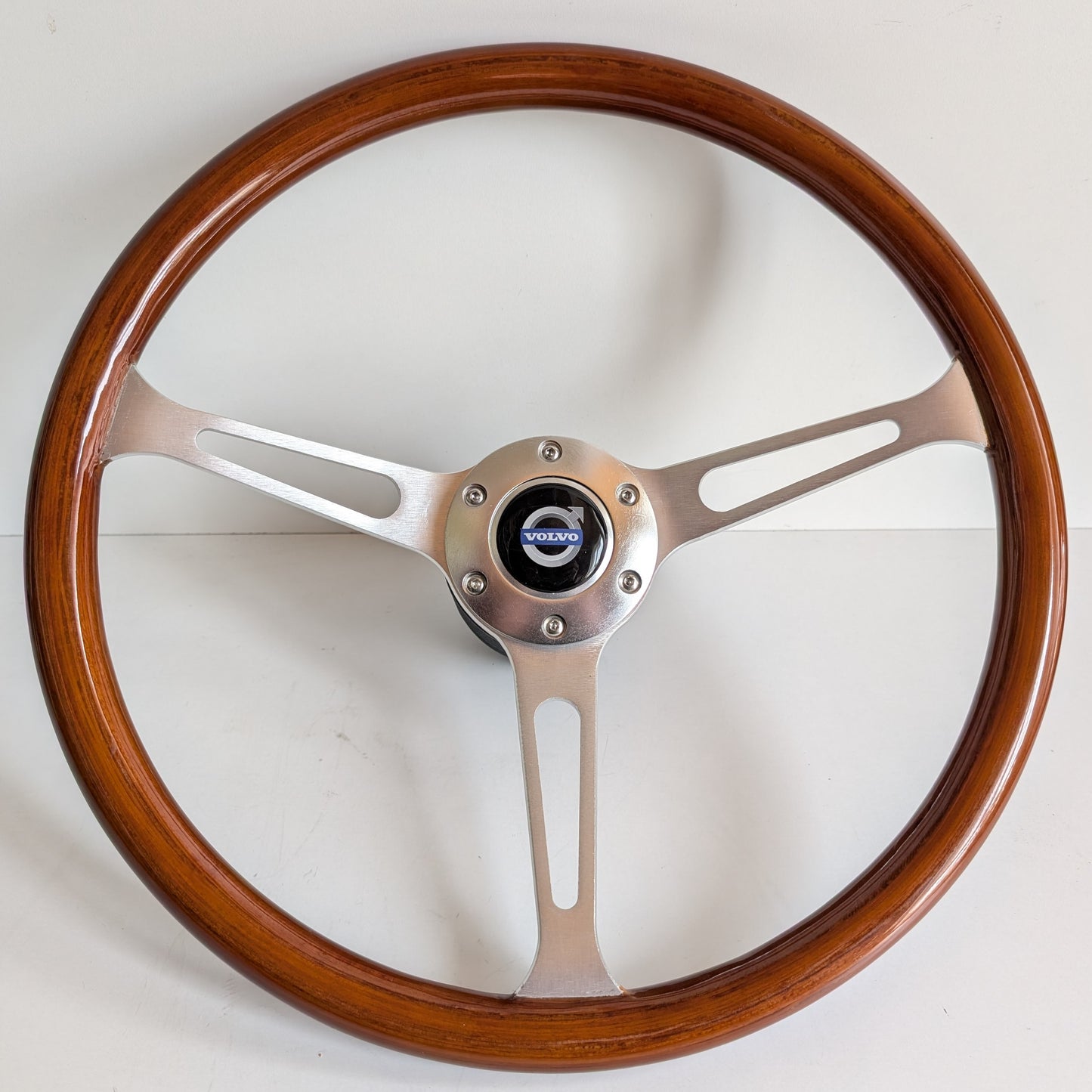 Steering Wheel For VOLVO 1800 1800ES - Wooden Rim, Silver Spokes, Classic, Wood 380mm
