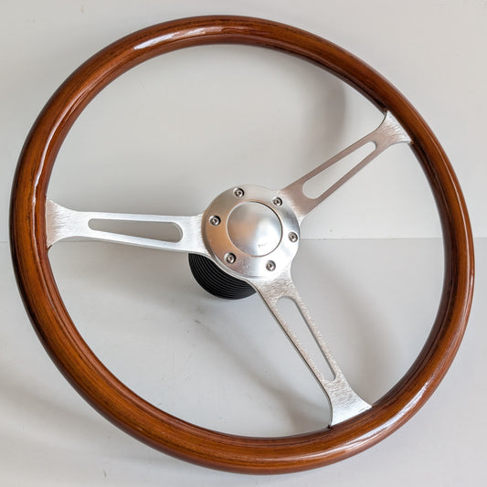 Steering Wheel For Mercedes Benz W124 W210 W140 R129 SL W202 R170 SLK W208 - Wooden Rim, Silver Spokes, Classic, Wood 380mm