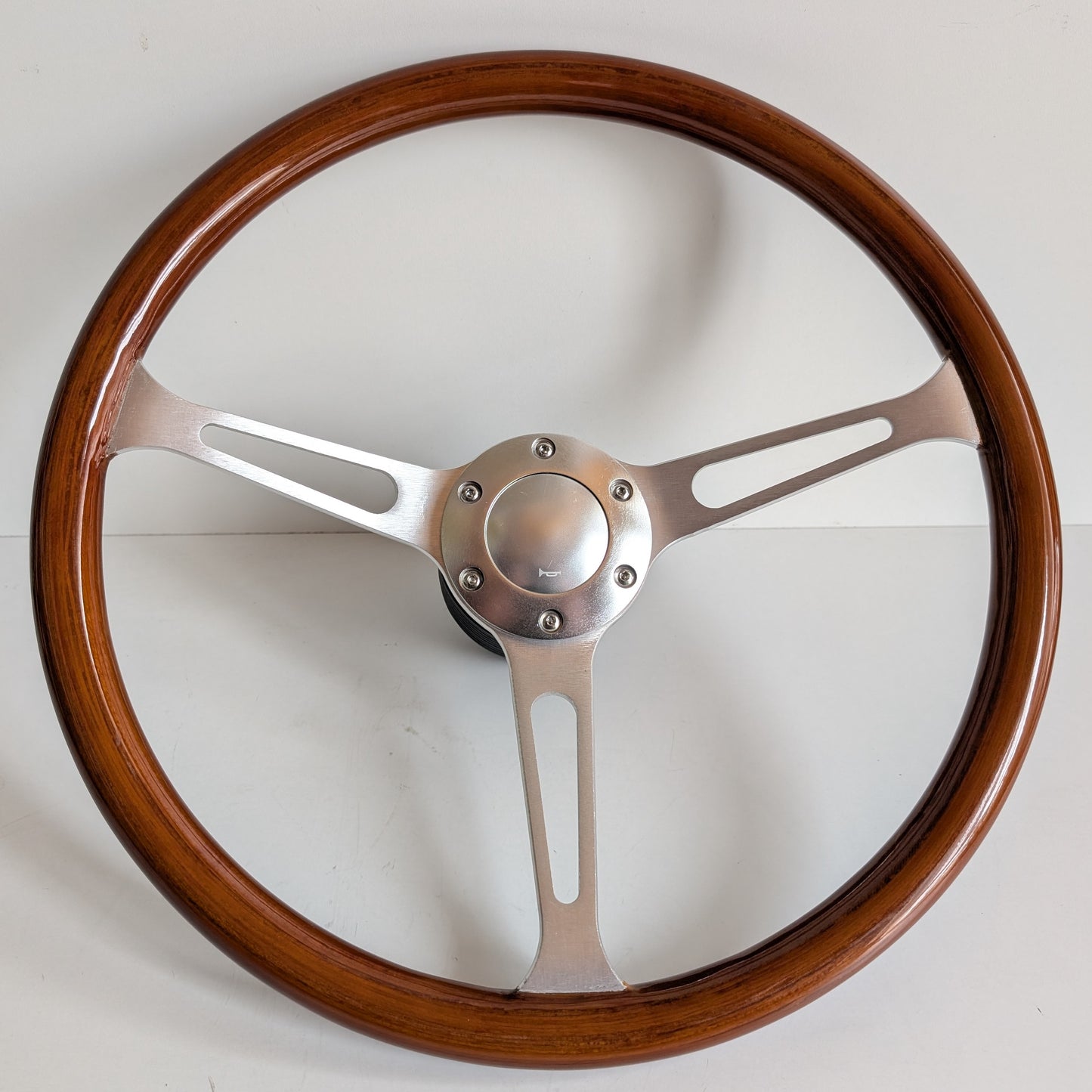 Steering Wheel For Mercedes Benz R121 W120 W121 SL190 220S L319 - Wooden Rim, Silver Spokes, Classic, Wood 380mm