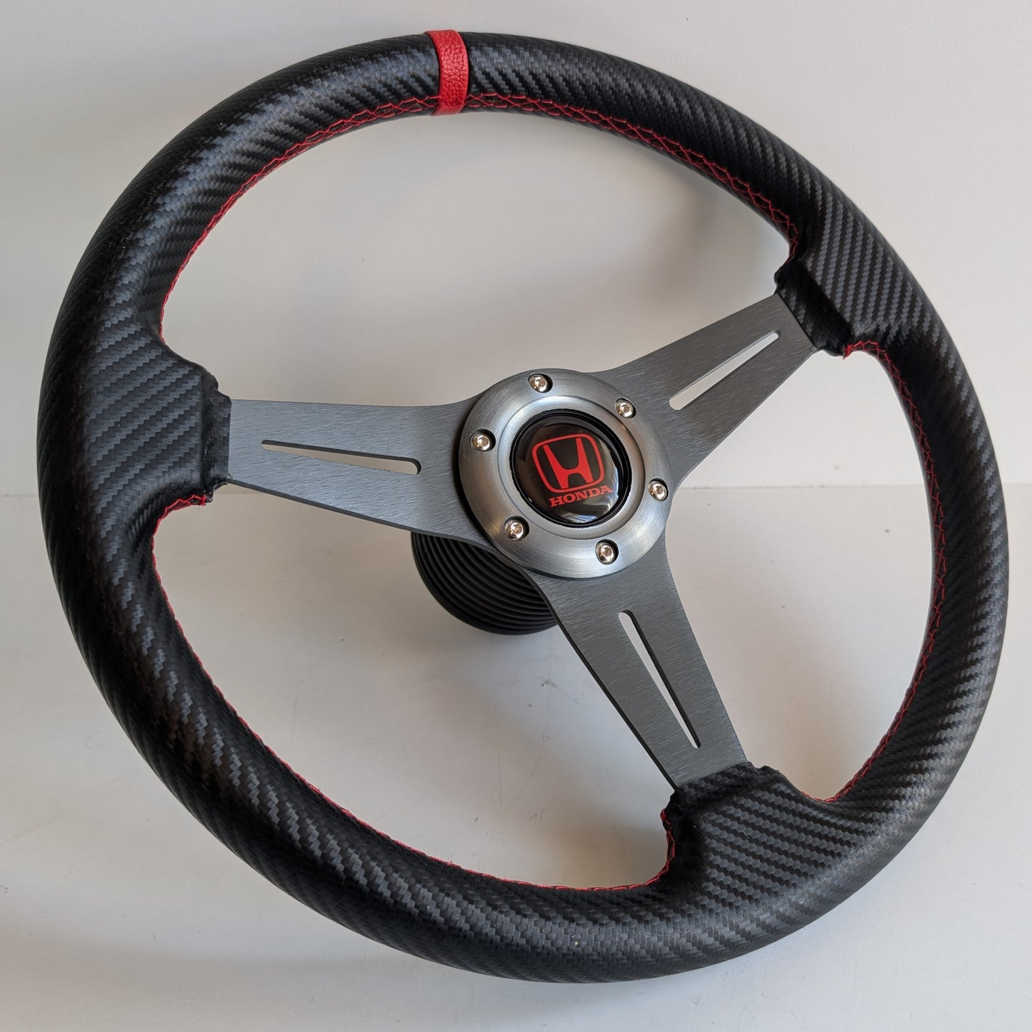 Steering Wheel For Honda CRX Civic Concerto Accord (1985-1992) - Carbon Look, Leather, Sport Design, 350 mm