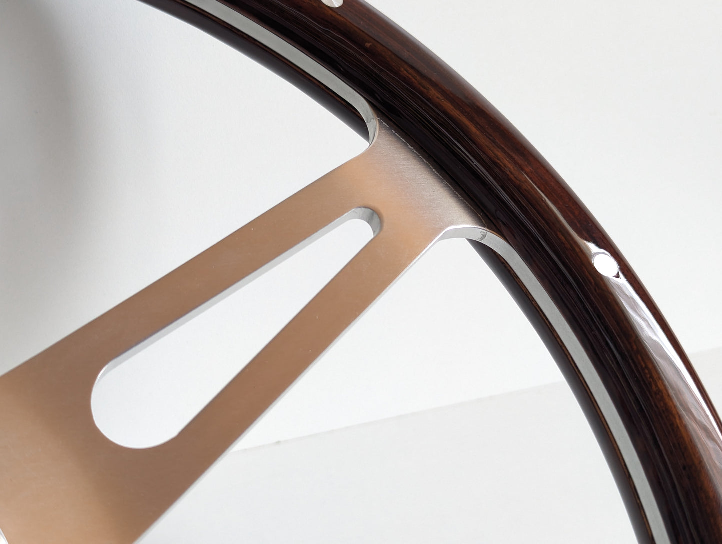 Steering Wheel For Fiat 124, 125, 128 & 850 Berlina / Special (Since 1965) - Wooden Rim, Classic, Vintage Vision, Silver Spokes, 380 mm