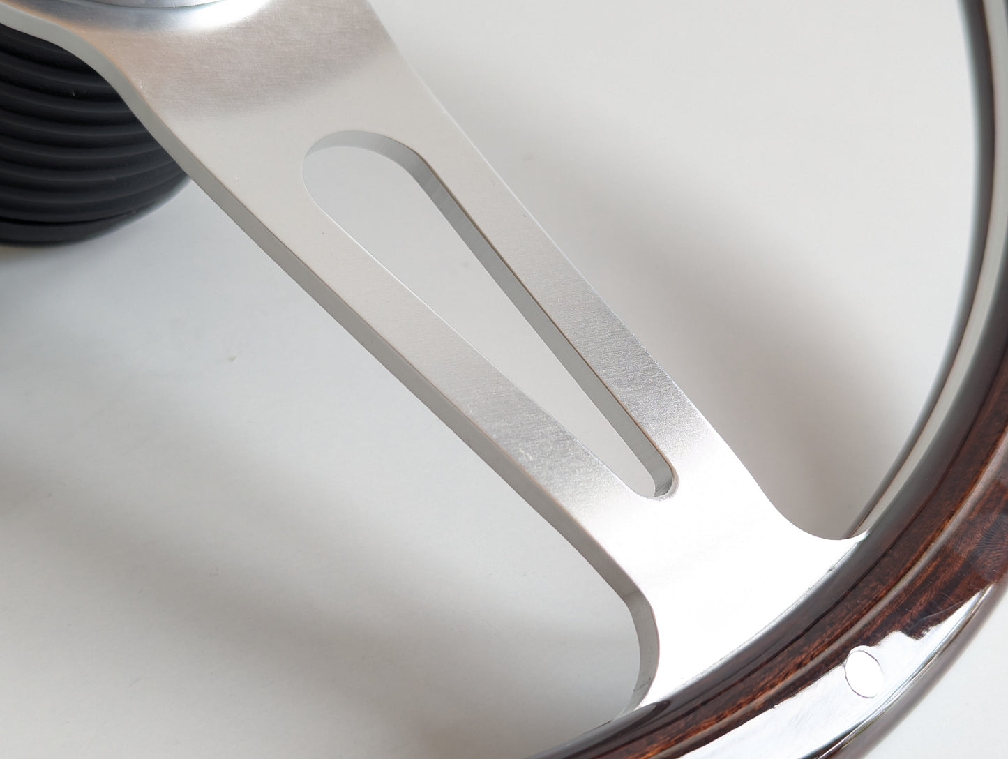 Steering Wheel For Jaguar XJ12 XJ XJ5 XJ6 XJS - Wooden Rim, Classic, Vintage Vision, Silver Spokes, 380 mm