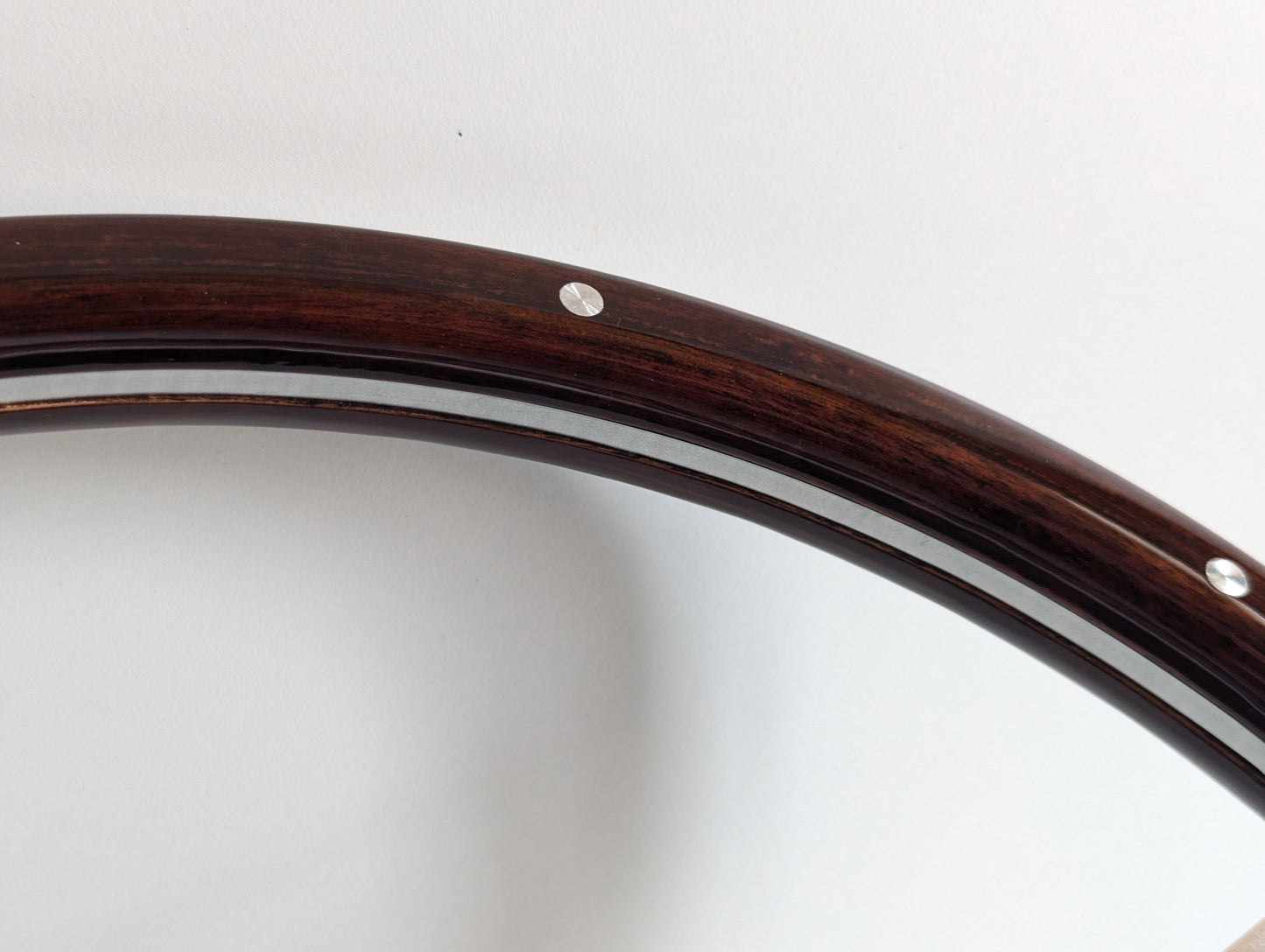Steering Wheel Fits For Ford Bronco 1983-1990- Wooden Rim, Classic, Vintage Vision, Silver Spokes, 380 mm