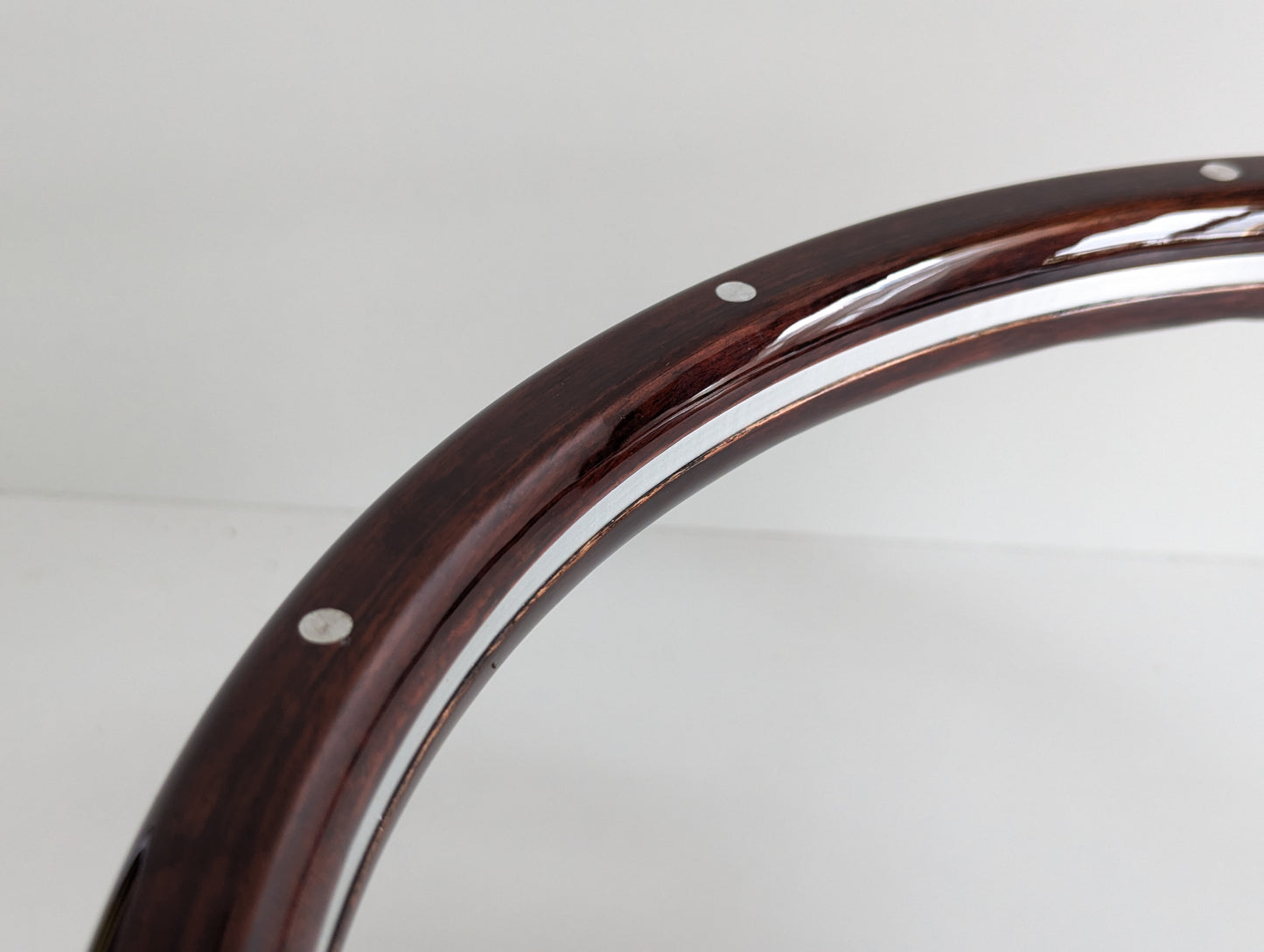 Steering Wheel For Alfa Romeo Spider (1983-1989) - Wooden , Silver strips, Vintage look, Classic, 380mm