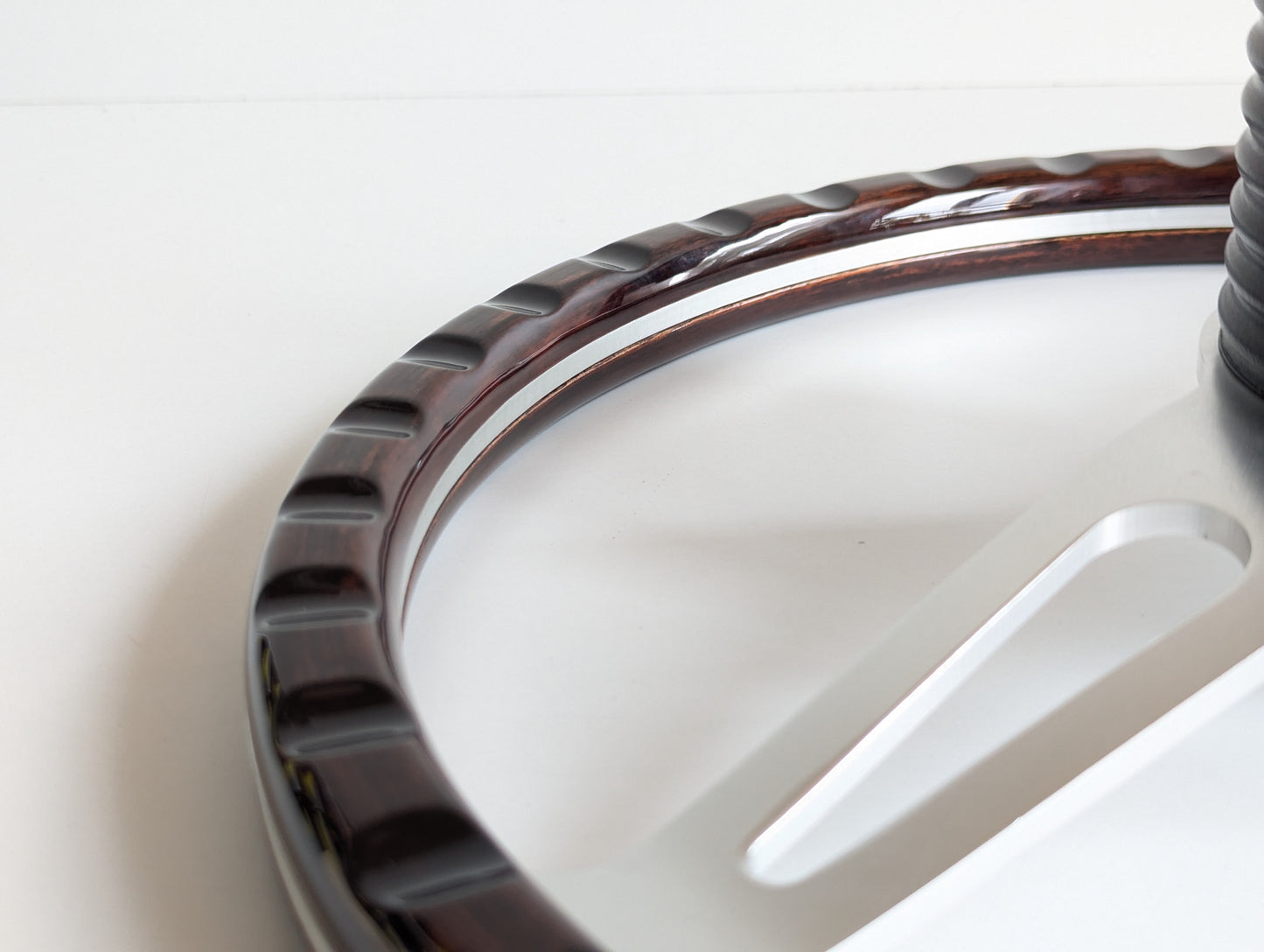 Steering Wheel For Fiat 124, 125, 128 & 850 Berlina / Special (Since 1965) - Wooden Rim, Classic, Vintage Vision, Silver Spokes, 380 mm