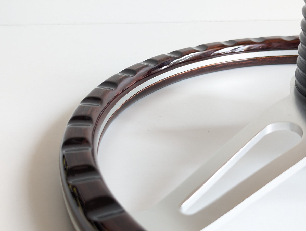 Steering Wheel For Alfa Romeo SPIDER (1990-1994) - Light Wood Rim, Classic, Vintage, Silver Spokes, 380 mm