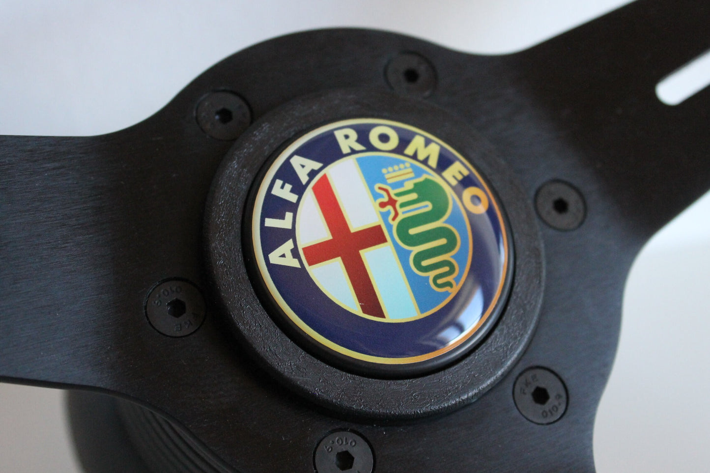 Steering Wheel For Alfa Romeo Spider (1990-1994) - Black Leather, Anti Slip, OEM By Luisi, Premium Quality, 360 mm