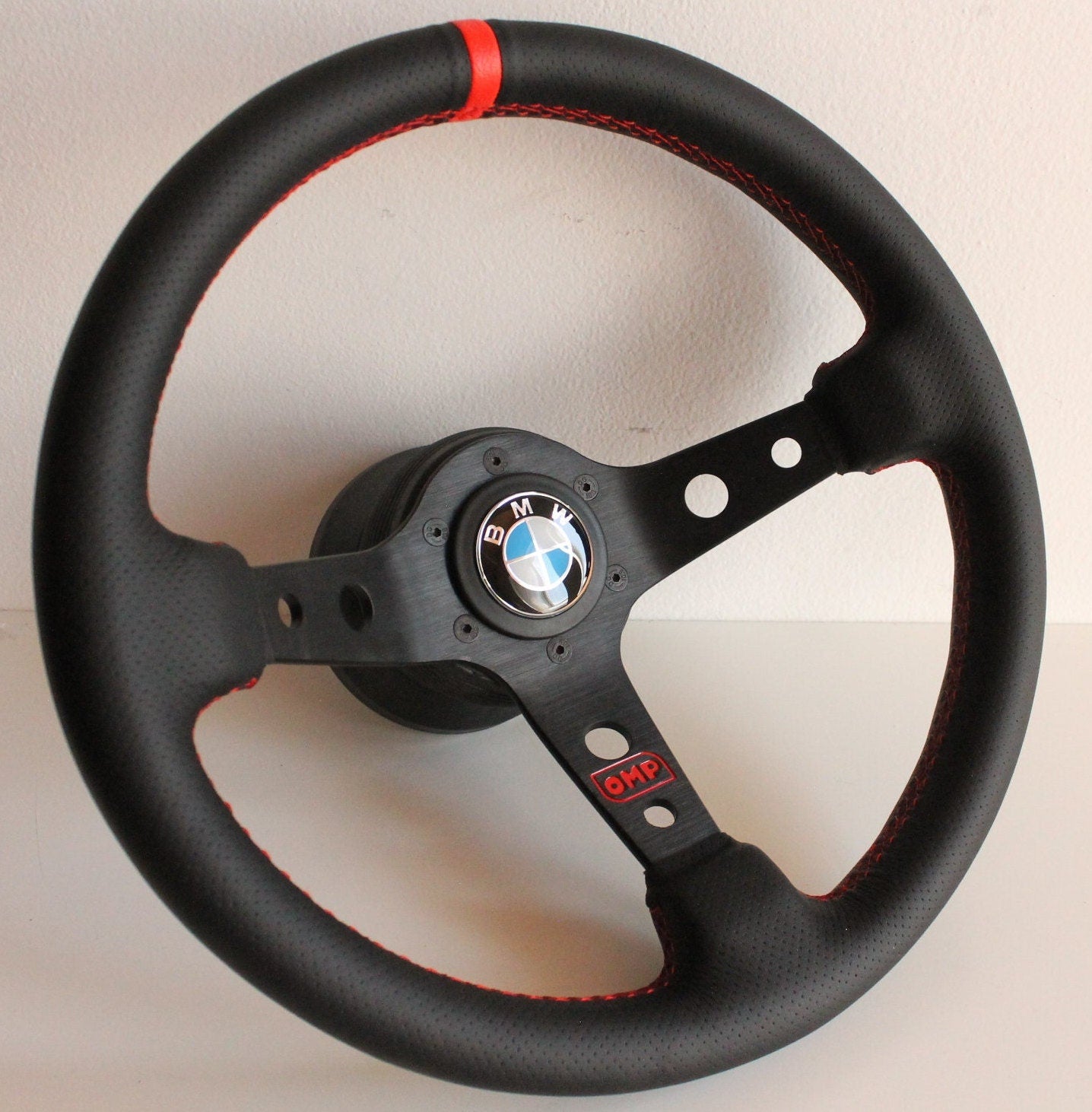 Steering Wheel For VW - No Hub Adapter Included, Deep Dish, Perforated Leather, Red, Blue, Yellow, Green, 350 mm