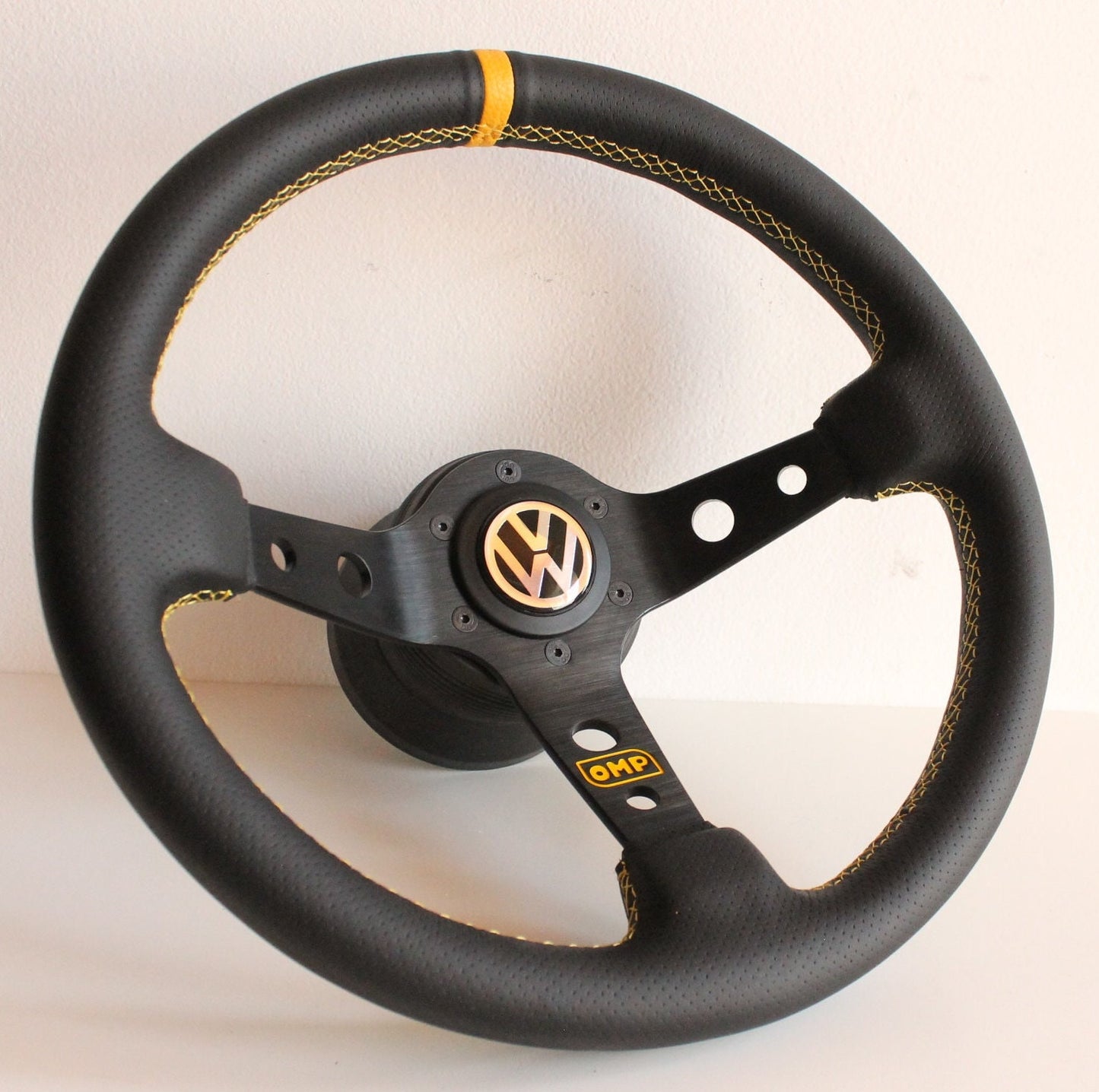 Steering Wheel For VW T4 Bus Multyvan Caravelle - Deep Dish, Perforated Leather, Red, Blue, Yellow, Green, 350mm