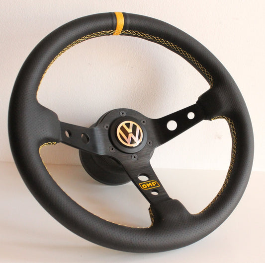 Steering Wheel For VW T4 Bus Multyvan Caravelle - Deep Dish, Perforated Leather, Red, Blue, Yellow, Green, 350mm
