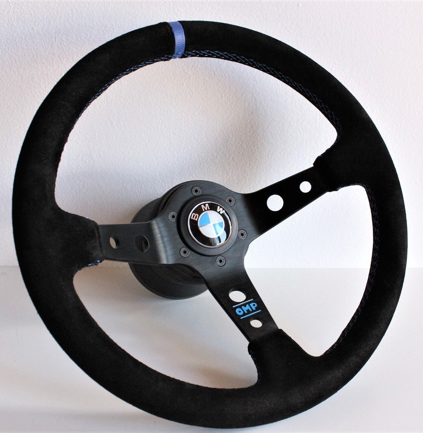 Steering Wheel For BMW E24 E28 E30 E34 (1986-1992) - Deep Dish, Alcantara Suede, Red, Blue, Yellow, Green, 350 mm