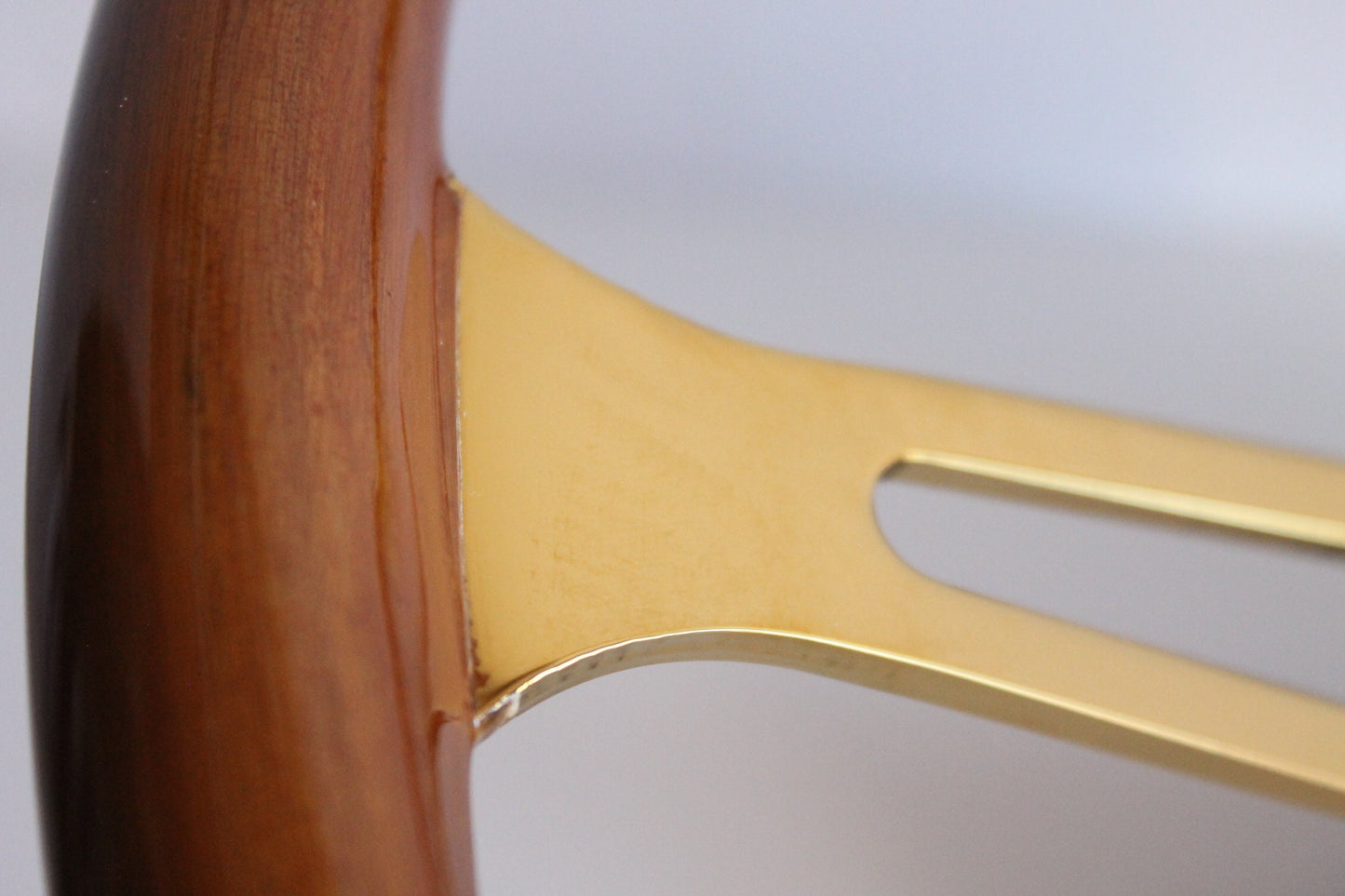 Steering Wheel For BMW E24 E28 E30 E32 E34 (1986-1992) - Solid Wood, Vintage Gold Spokes, Classic Style, 380 mm