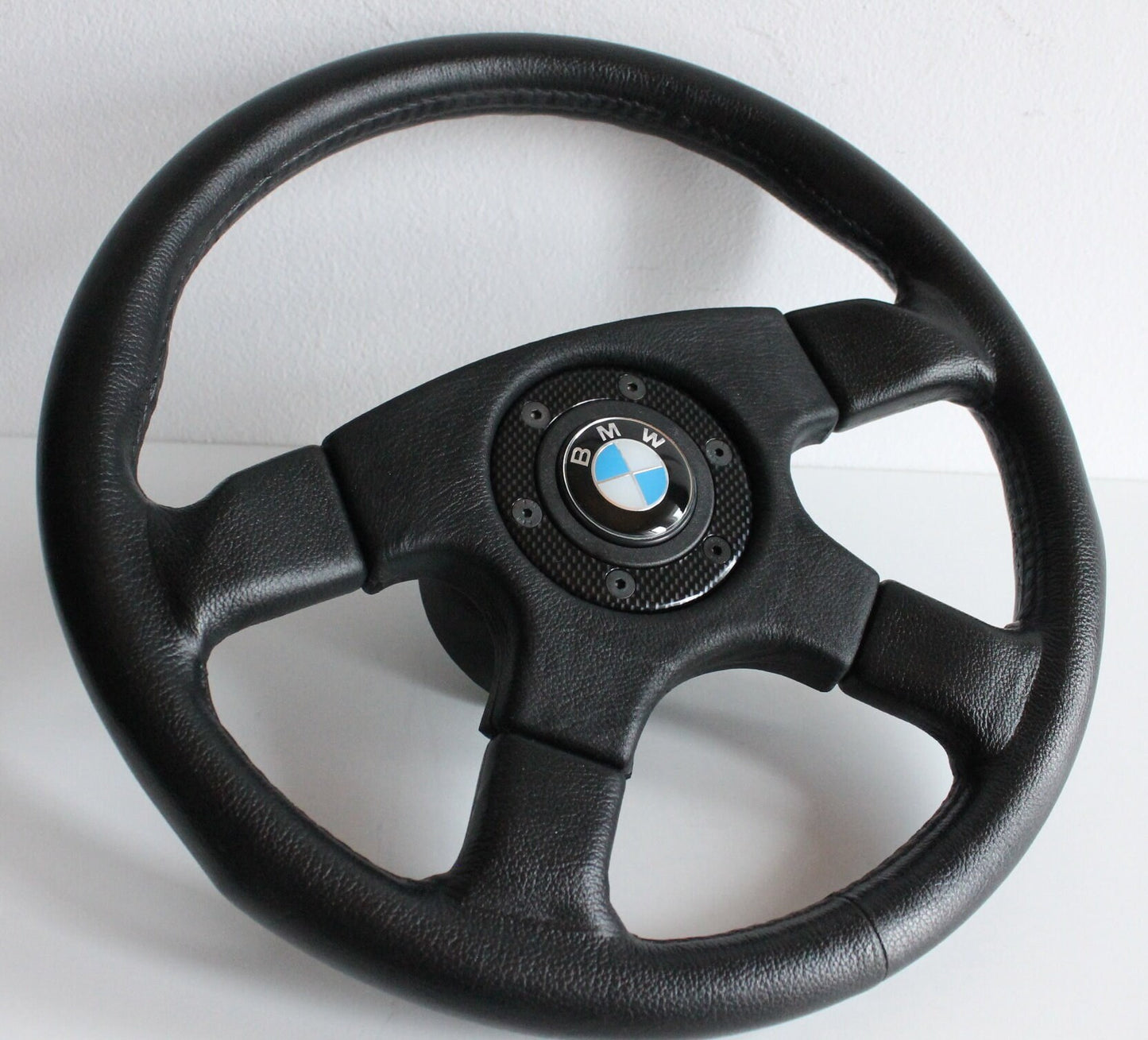 Steering Wheel For BMW For E28 E30 E34 (1985-1992) - Black Leather, Anti Slip, OEM By Luisi, Premium Quality,  360 mm