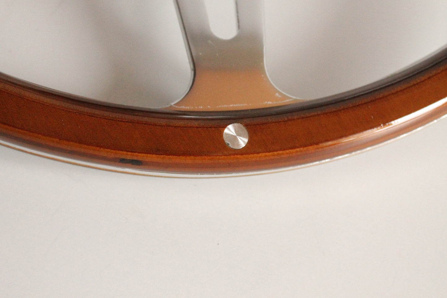 Steering Wheel For VW Wolfsburg Beetle 1200 1300 1302 1303 1600 (1970-1979) - Wooden Rim, Classic, Vintage Vision, Silver Spokes, 380 mm